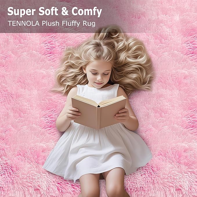 4x6 Pink Rugs for Bedroom Girls, Soft Fluffy Shag Pink Area Rug for Girls Kids Baby Room, Kawaii Fuzzy Thick Carpet Plush Mat Non-Slip Throw Rugs for Nursery Playroom Dorm Home Decor Aesthetic