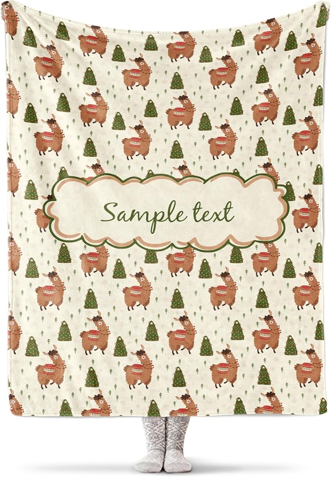 Custom Holiday Llama Blanket - Ships Next Day, Printed in USA - Warm Fleece or Sherpa Sofa Throw for Christmas,Fun Christmas Décor - Customizable Family Throws (Sherpa 50x60)