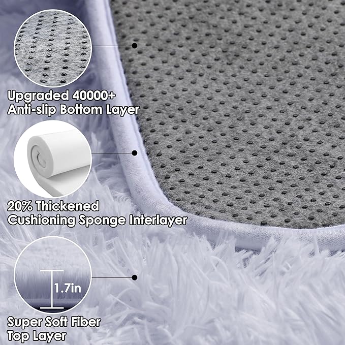 ONASAR White Rugs for Living Room 5x8, Fluffy Shaggy Area Rug for Bedroom, Washable Ultra Soft Plush Large Floor Carpets for Baby Kids Girls Boys Teen Playroom Dorm Nursery Bedside Home Office Decor