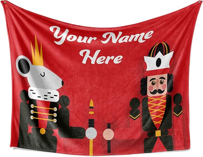Personalized Nutcracker Gift | Sherpa Plush Sofa Throw | Super Soft (Sherpa 50x60) | Fuzzy Christmas Blanket | Holiday Home Decor
