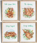 Sloth Art Prints (Set of 4) - Unframed - 8x10s | Perfect for Adding a Touch of Whimsy to Your Living Room, Bedroom, or Nursery | Ideal Wall Decor for Animal Lovers and Fans of Cute, Laid-back Decor
