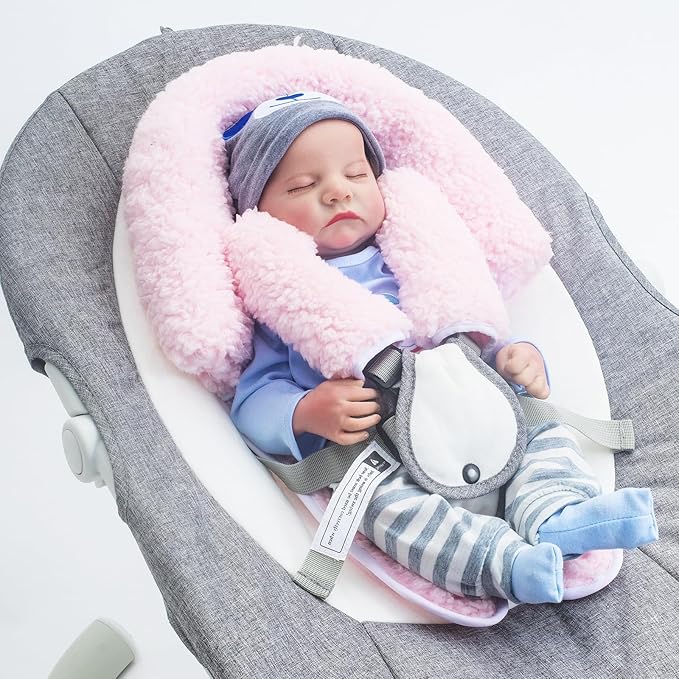 Winter Infant Car Seat Insert, Newborn Car Seat Head Support with 2 Car Seat Strap Pads, Plush Fleece Car Seat Cushion for Baby, Warm Stroller Padding for Swing, Bouncer, Rocker, Carseat