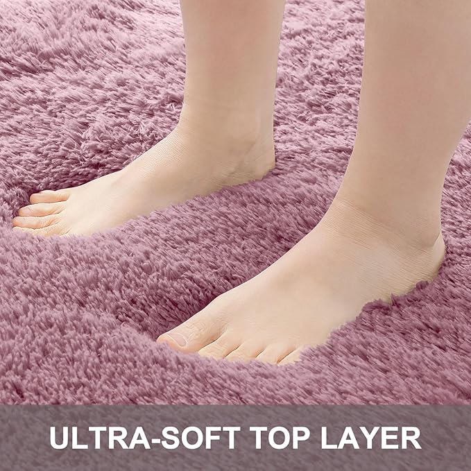 OLANLY 6x9 Machine Washable Large Area Rugs for Living Room, Bedroom, Soft Fluffy Shaggy Bedside Rug, Indoor Floor Carpet for Kids Girls and Boys, Dorms, Nursery, Home Decor Aesthetic, Blush