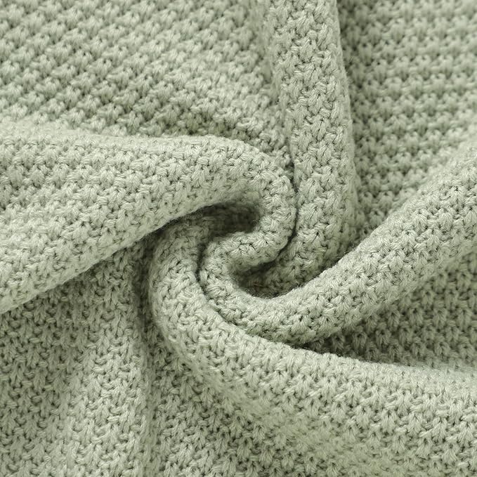 Neiwech Baby Blanket Knit Cozy Soft Lightweight Crib Stroller Nursery Receiving Swaddling Blankets for Newborn Infants Boys Girls Green 30x40 Inch