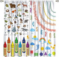 Kids Alphabet Curtain, Funny Cartoon Animal Rainbow Learning, Educational Boys Girls Children Printed Rod Pocket Blackout Window Treatments for Bedroom Living Room Nursery 42" W X 54" L