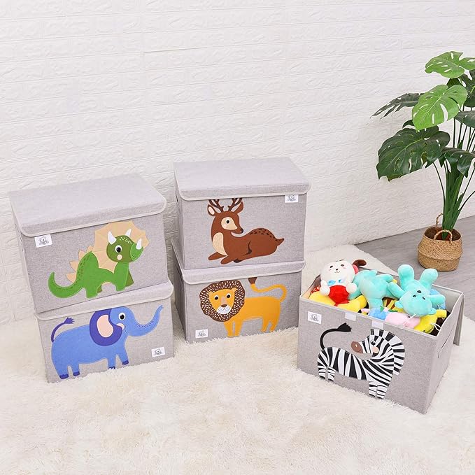CLCROBD Foldable Large Kids Toy Chest with Flip-Top Lid, Collapsible Fabric Animal Toy Storage Organizer/Bin/Box/Basket/Trunk for Toddler, Children and Baby Nursery (Llama)