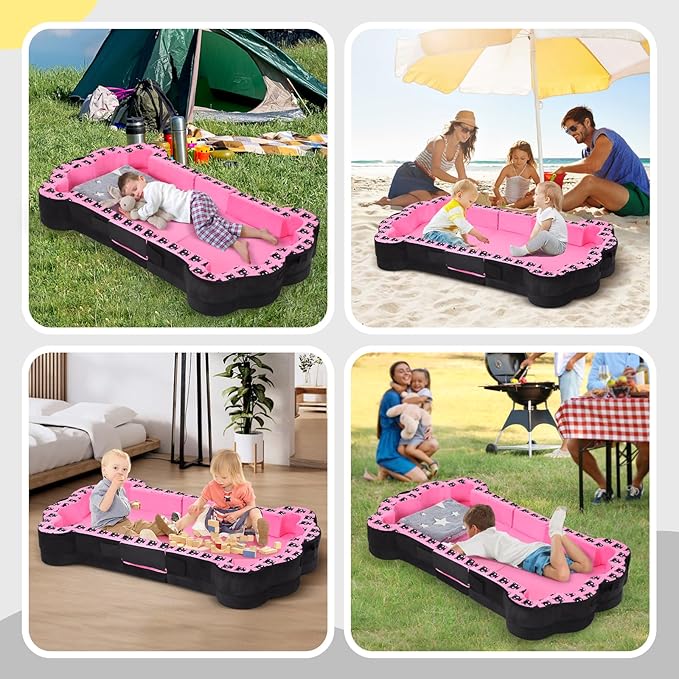Portable Toddler Floor Bed,Foldable Toddler Travel Bed with Washable Cover for Kids,Soft and Safe