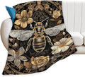 Tijuboni Bee Throw Blanket Bee Gifts for Women Men Girls Boys Kids Adults Soft Flannel Fleece Blanket for Couch Sofa Bed Home Decor 60"x80"