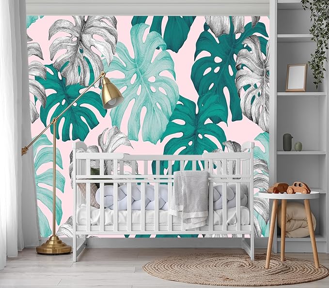 XMPMBM-Tropical Leaf Botanical backsplash Large Decorative Wallpaper Banana Leaf Plant Bedroom Bathroom Wall Mural- W 132" X H 92"（93 Square Foot）