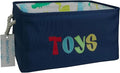 LANGYASHAN Rectangular Storage Bin Collapse Canvas Fabric Cartoon Storage Basket with Handles for Organizing Home Kitchen Boys and Girls Toys Office Closet Shelf Baskets (Navy toys)