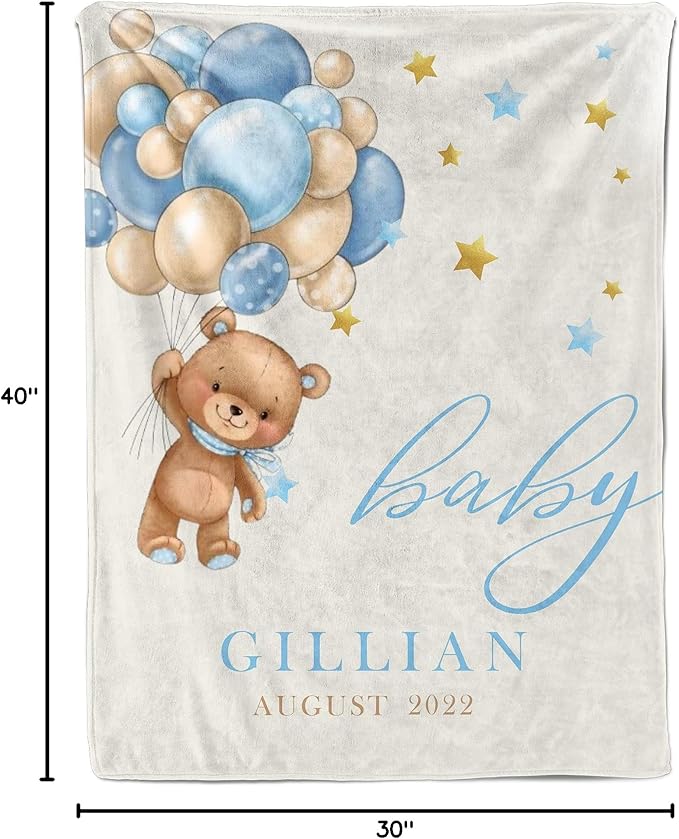 Ship Next Day, Personalized Baby Blanket for Boys Girls, Custom Baby Blankets with Name, Customized Newborn Receiving Blanket for Swaddle Toddler, Kids Blankets Unisex Christmas Birthday Gifts
