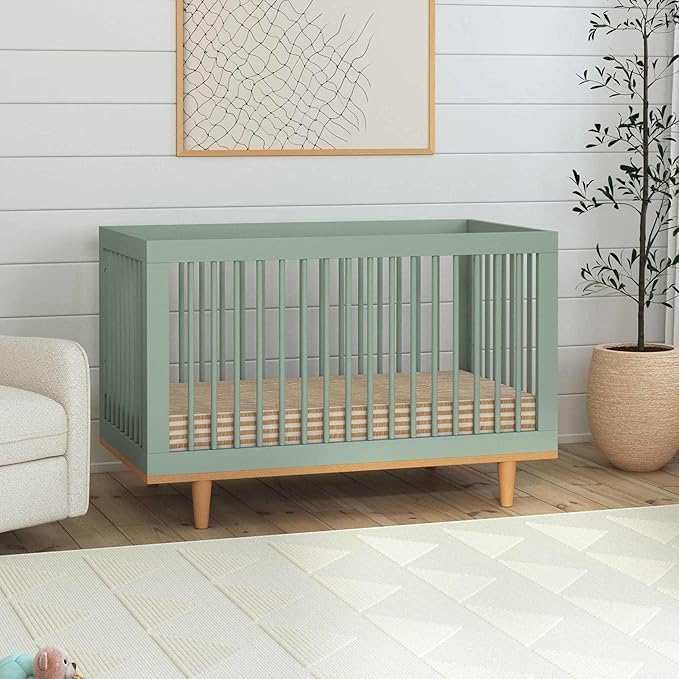 DaVinci Marley 3-in-1 Baby Crib Convertible to Toddler Bed & Daybed - Easy to Assemble Wooden Crib - GREENGUARD Gold Certified - 4 Adjustable Heights - Conversion Kit Sold Separately, Light Sage
