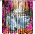 Waterfall Blackout Window Curtains, Nature Landscape Fores Theme Rod Pocket Window Drapes, for Living Room Bedroom 72" W X 63" L