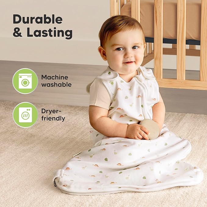 2-Pack Organic Baby Sleep Sacks, 100% Cotton - Soft & Breathable 0.5TOG Baby Wearable Blanket, Toddler Sleeping Sack 0-6 months, Easy to Wear Transitional Swaddles for Newborns, Infants(Roarsome, S)
