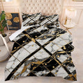 Black White and Gold Comforter: King Size Geometric Marble Bedding Sets Abstract Art Gold Lines Marbling Quilts for Teens Adults 3PC Soft Lightweight Bed Set for All Season