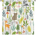 Kid Forest Animal Curtains,Woodland Animal Cartoon Watercolor Forest Hedgehog Fox Toddler Boys Girls Bedroom Living Room Window Drapes 63x63in