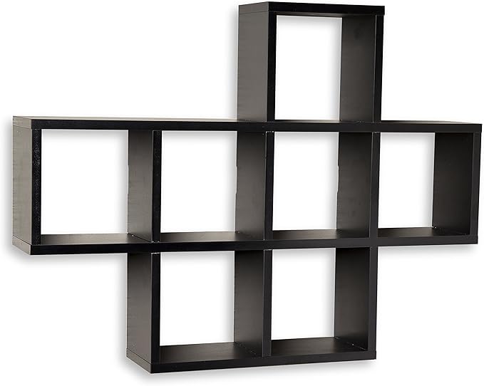 Danya B. Decorative Shelf - Wall Mount or Free-Standing - Square Cubbies Shelving Unit (Black)