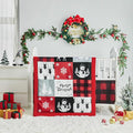 Christmas Gray Crib Bedding Set 3 Pieces New Year Style Quilted Plaid Comforter with Fitted Sheet and Bed Skirt - Cute Snowman Tree Deer Red Black Design Baby Crib Bed Set