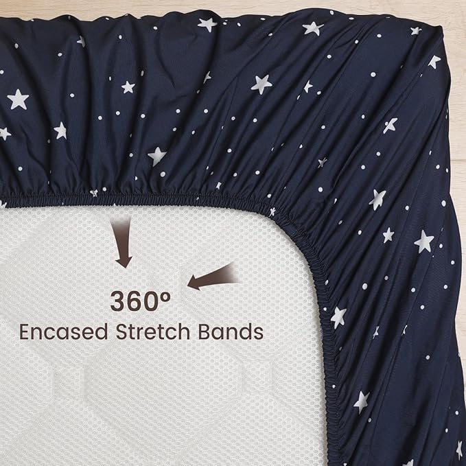 PHF 3 Pack Soft Bassinet Sheets, Space Breathable Comfy Cradle Sheets for Baby Boys Girls Neutral, No Slip Universal Fit for Most Cradle and Bassinet Mattress, Space