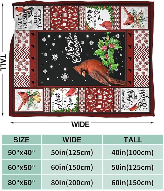 Tijuboni Cardinal Bird Throw Blanket for Girls Boys Women Men Kids Adults Soft Flannel Fleece Blanket for Couch Sofa Bed Home Decor 60"x80"