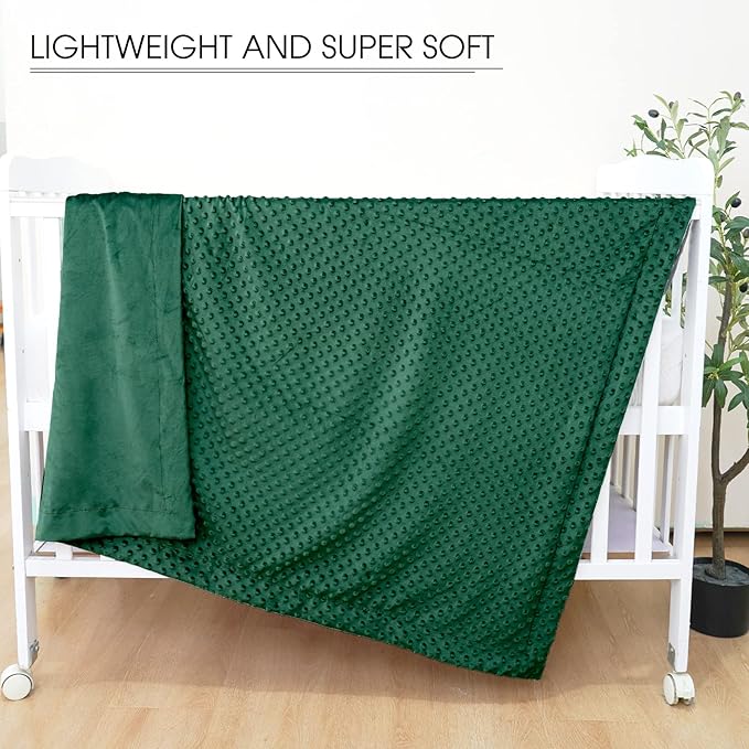 david's kids Micro Fleece Minky Baby Blanket for Boys Girls with Double Layer and Soothing Raised Dots, Breathable and Soft Lightweight Receiving Blanket for Newborns 30x40 Inches, Emerald Green