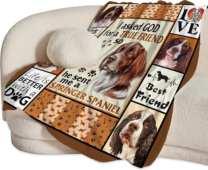 Springer Spaniel Dog Blanket Springer Spaniel Gifts and Decor Cute Dog Throw Blanket Dog Blanket for Girls Women Kids Adults Soft Warm Cozy Fleece Blanket for Couch Sofa Bed 50"x40"