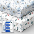 Pack and Play Sheets Fitted, Ultra Soft Mini Crib Sheets Boy, Neutral Pack N Play Mattress Sheets Hypoallergenic and Soothing, Premium Jersey Playard Sheets, Safari Animals, 2 Pack