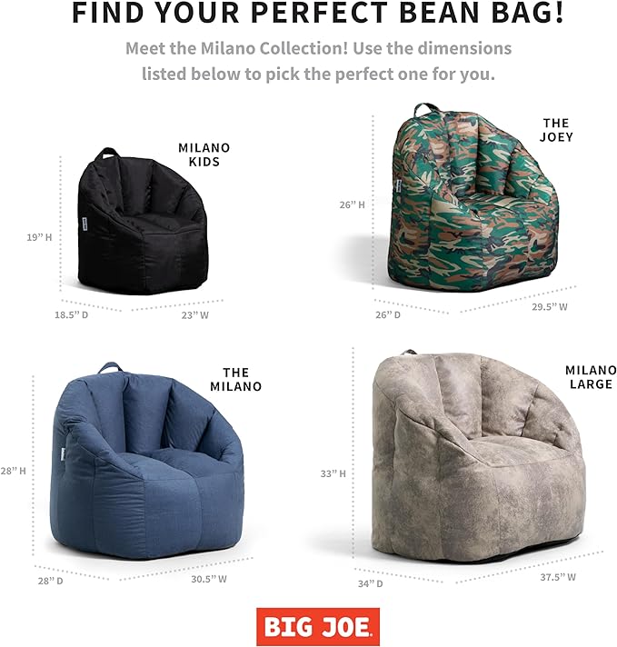 Big Joe Milano Beanbag Chair with Vibe Caramel Montana Leather