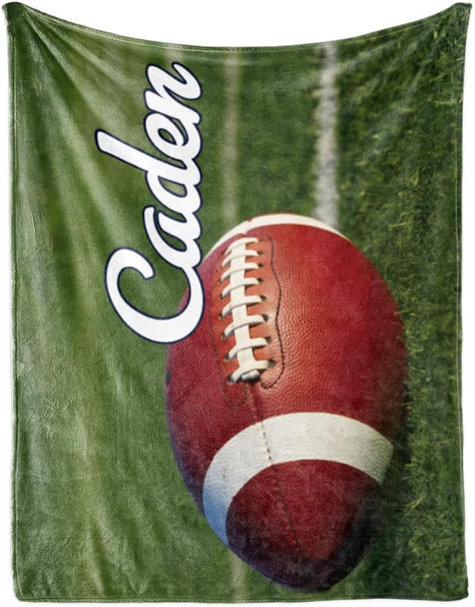 Personalized Baby Balll Soft Blanket: Custom Kids Football Design Blanket with Name and Number - Bedding Gifts for Infants Toddlers Adults 30x40inch