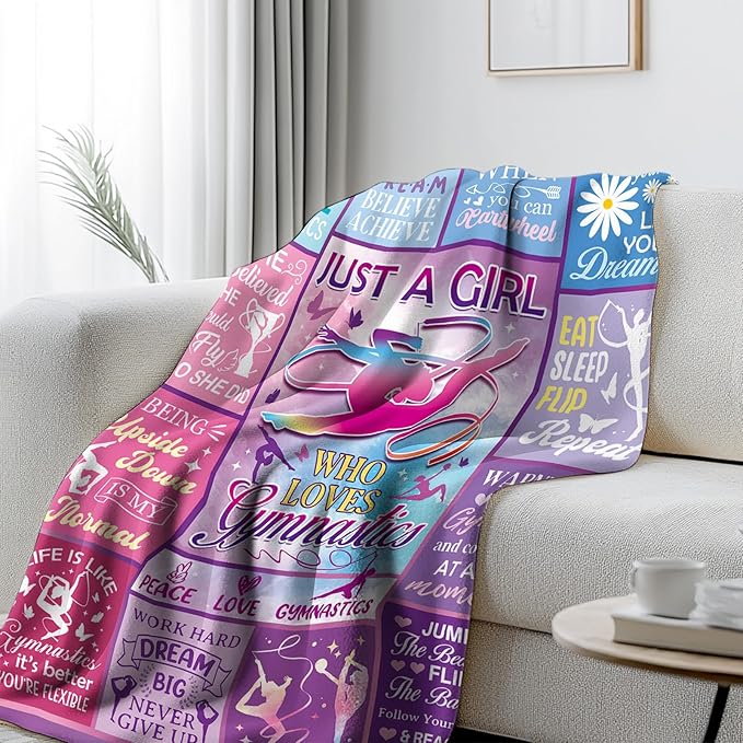 Gymnastics Gifts for Girls/Teens/Sister, Dancer Gifts for Daughter Blanket, Gymnastics Blanket for Dance Lovers, Just A Girl Who Loves Dance Gifts for Girls on Birthday Christmas 40x50 in