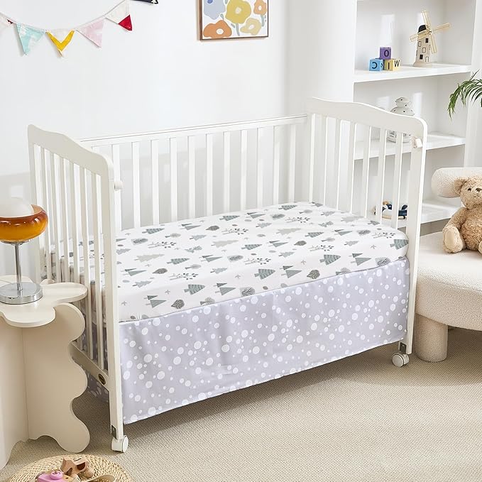 4 Pack Mini Crib Sheets Fitted - 38"x26" Pack and Play Sheets for Playard Mattress, Portable Mini Crib | Soft & Skin Friendly Pack N Play Sheets for Boys (Elephant & Woodland)