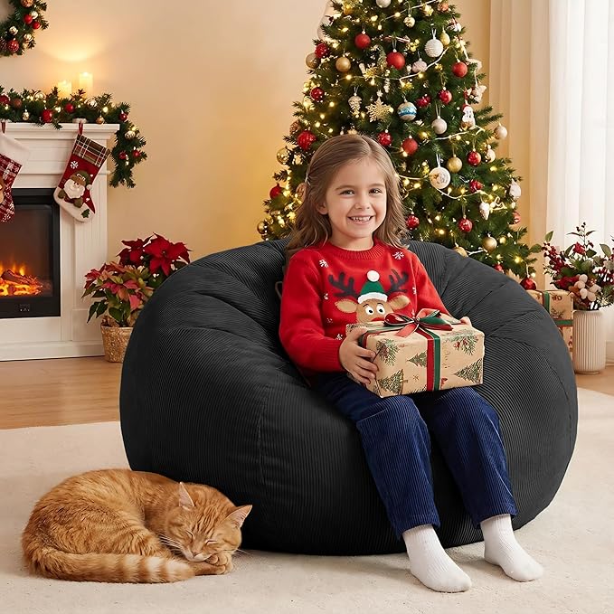 Nobildonna Bean Bag Chair Cover (No Filler) for Kids and Adults,Beanbag Stuffed Animal Storage Without Filling Plush Toys Holder and Organizer Soft Premium Corduroy 200L