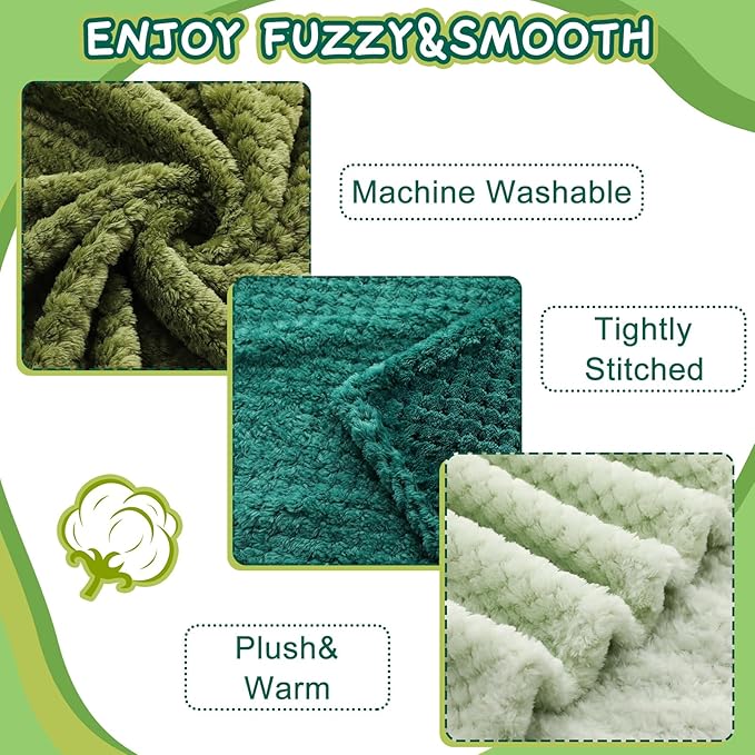 Frienda 4 Pcs Baby Fuzzy Blanket Fluffy Baby Blanket for Boys Girls Soft Warm Infant Newborn Toddler Receiving Nursery Bed Supplies, 32 x 24 Inch(Green Color)
