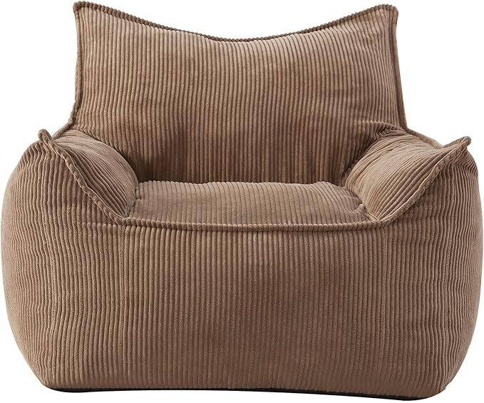 Giant Bean Bag Chair Sofa for Adults Teens, Comfy Corduroy Large Bean Bag Chairs with Armrests for Bedroom Living Room, Adult BeanBag Lazy Sofa Couch Chairs with Filler Included