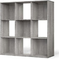CAPHAUS 11-Inch Cube Storage Organizer Shelf, Home Storage Shelf Divider w/Back, 9-Cube Storage Bookcase, Greige Oak