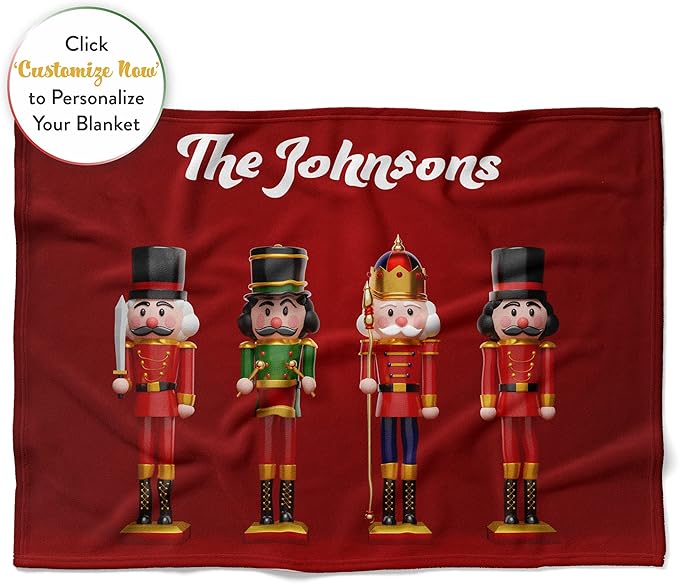 Personalized Nutcracker Christmas Blanket | Warm Holiday Blankets | Fleece Plush Sofa Throw | Christmas Throw | Christmas Home Decor |Nutcracker Figures | Soft Couch Blanket (Fleece 60x80)
