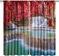 Natural Landscape Waterfall Blackout Curtains, Scenic View Waterfall Forest Autumn Window Drapes, for Bedroom Living Room 72" W X 63" L