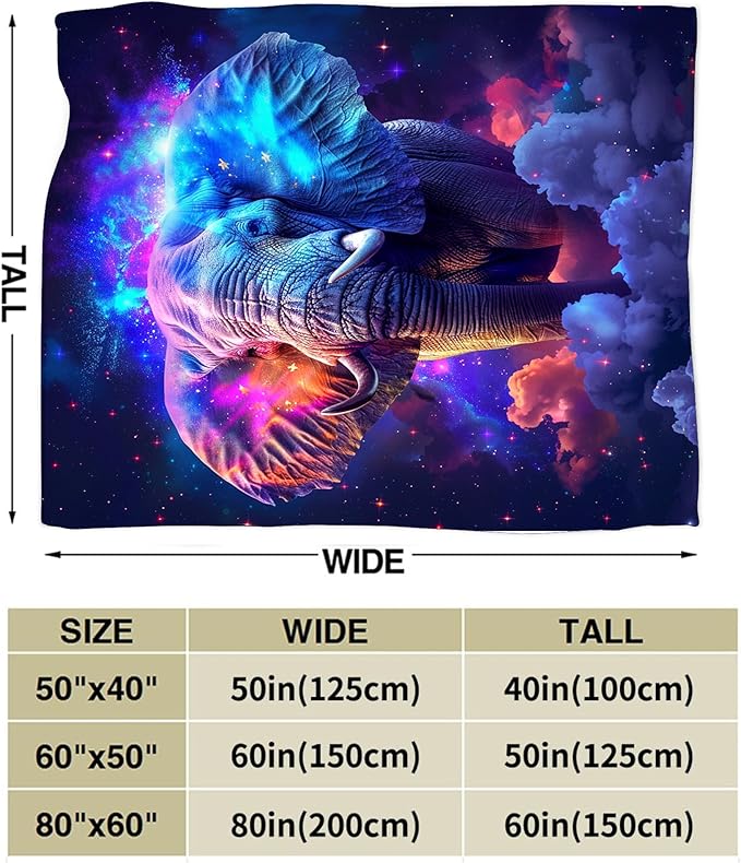 Fantasy Elephant Throw - Soft, Warm & Cozy Fleece Blanket for Girls, Boys, Women, Men, Kids & Adults - Couch, Sofa & Bed - 60"x50"