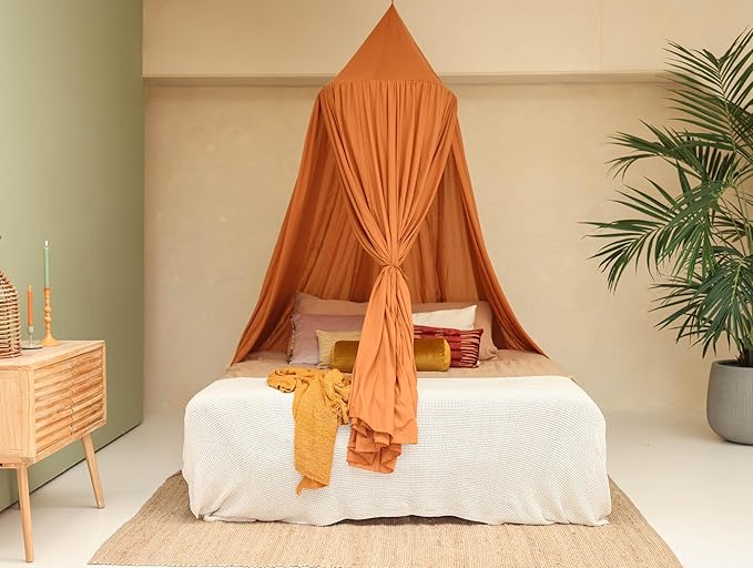 Caramel Bed Canopy for Queen and King-Sized Beds | Bedroom Decoration for Teens or Adults | Conical Shape Insect Netting | Mosquito Net in Multiple Colors and Sizes