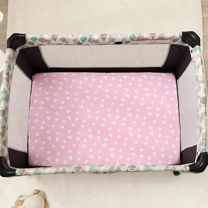 PHF 3 Pack Soft Mini Crib Sheets, Butterfly Pack N Play Sheets for Baby Girls, No Slip Universal Fit for Pack N Play, Playard, Portable and Mini Crib Mattresses, Butterfly