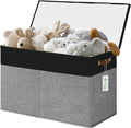Large Toy Storage Box with Lids, Collapsible Sturdy Baby Storage Organizer Chest Bin Basket for Kids, Boys, Girls, Playroom, Nursery, Bedroom, Closet 25"x13"x16" (Gray and Black)