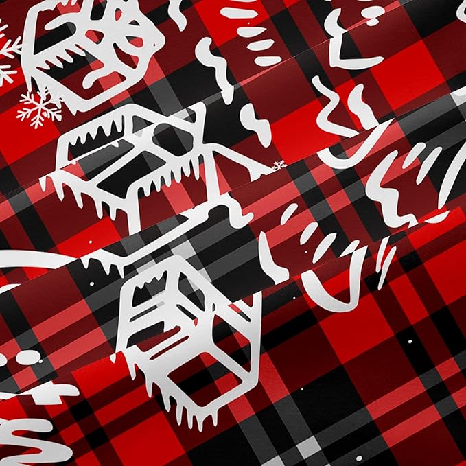 Christmas Duvet Cover Queen Size Black Red Gingham Xmas Bedding Set 3 Pcs Kids Boys Girls Christmas Tree Plaid Pattern Soft Comforter Cover with Zipper Closure (No Comforter)