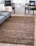 Unique Loom Solid Shag Collection Area Rug (10' x 13' 1" Rectangle, Sandy Brown)