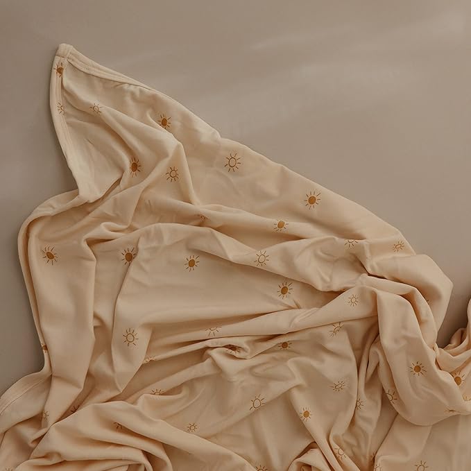 mushie Stretchy Baby Swaddle Blanket | Extra Soft & Snug Fit | 47"x47" (Sun)