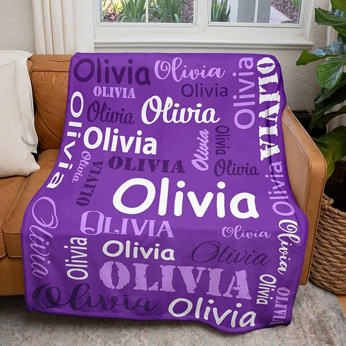 Gudina Personalized Baby Blankets and Throws, Custom Blanket with Name, Personalized Christmas Blanket Gifts for Women Men