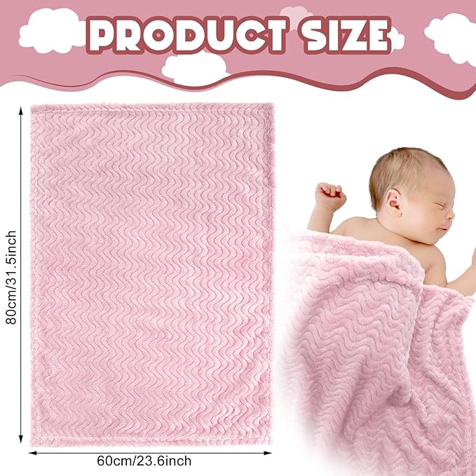 Frienda 4 Pcs Baby Fuzzy Blanket Fluffy Baby Blanket for Boys Girls Soft Warm Infant Newborn Toddler Receiving Nursery Bed Supplies, 32 x 24 Inch(Lovely Color)