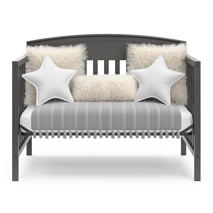 Graco Benton 5-in-1 Convertible Crib (Gray) – GREENGUARD Gold Certified, Converts from Baby Crib to Toddler Bed, Daybed and Full-Size Bed, Fits Standard Full-Size Crib Mattress