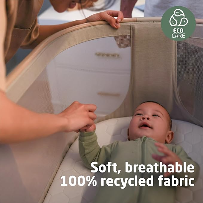 Maxi-Cosi Iora Baby Bassinets Bedside Sleeper, Portable Bassinet, Infant Bedside Sleeper Crib, Height Adjustable, Breathable Mesh, Large Storage Basket, Classic Slate