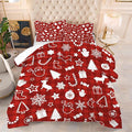Comforter Set Plaid Christmas: Twin Size Red Bedding Set for Kids Teen Girls Boys Xmas Gift Snowflake Snowman Reindeer Pine Trees Quilt Bed Set Festival Decor 2 Piece