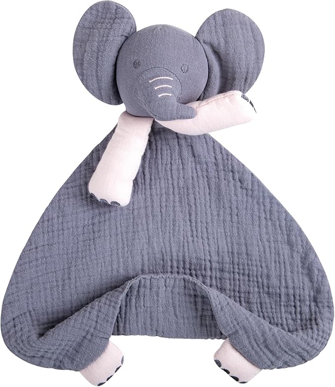 lulumoon Muslin Elephant Lovey for Babies: Skin-Friendly Security Blanket for Self-Soothe - Newborn Gift for Baby Shower